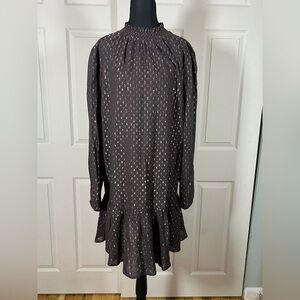 GAP Brown and Gold Metallic Textured Dress, Med Tall